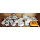 A group of seventeen various porcelain trinket boxes etc.