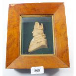 A Leonard Pearce wax portrait of George Washington, in maple frame with label verso