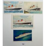 Four Cunard Line postcards