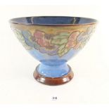 A Royal Doulton stoneware pedestal bowl with tube lined decoration of flowers c1920, 16cm high