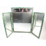 An Art Deco green triple dressing table mirror