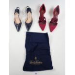 A pair of Manolo Blahnik ladies shoes and a pair of Brooks Bros shoes