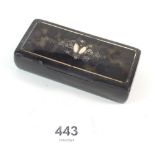 A 19th century tortoiseshell snuff box with pique inlaid decoration, 9cm wide