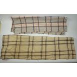 A brown, cream and blue check Welsh blanket plus a part blanket