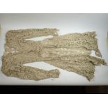 A box of antique lace including Victorian lace child's blouse