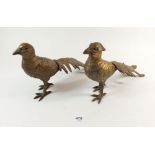 A pair of brass pheasants, 33cm