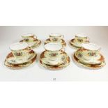 A Colclough tea service No. 6624 comprising: six cups and saucers and six tea plates