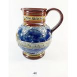A Doulton Lambeth stoneware Queen Victoria commemorative jug 1837-1897, 18.5cm