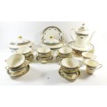 A Minton Grassmore part dinner service comprising: two tureens, eight dinner plates, ten soups,