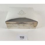 A silver cigarette box with Medical Corps Engineering insignia - 11.5 x 8.5cm, Birmingham 1915