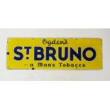 An Ogdens St Bruno enamel tobacco sign, 24 x 74cm