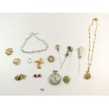 A Services pocket watch and various jewellery