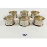 A set of six Victorian napkin rings, 89.5g, Birmingham 1896 by GH