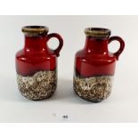 A pair of West German Studio Pottery Lava pots - 16cm