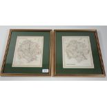 Two coloured maps of Herefordshire - 23 x 18cm