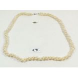 A multi strand pearl necklace
