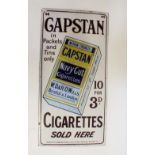 A vintage Capstan Navy cigarettes 10 for 30d brown and white enamel sign, 91 x 46cm