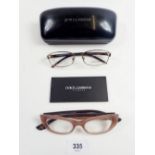 A 1980/1990 pair of ladies glasses by Balenciaga of Paris and a cased pair of ladies glasses by