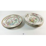 Six Booths Indian Tree bowls retailed by Harrods plus three other Indian Tree plates