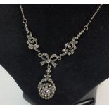 A silver vintage marcasite pendant necklace