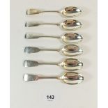 A set of six silver teaspoons, Sheffield 1903 engraved H monogram, 104g