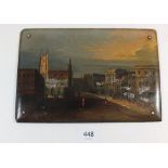 An oil on panel with mother of pearl inlay - "Market Church and St Lawrence Church" (originally a