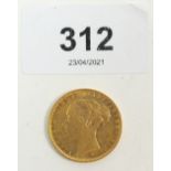An 1884 gold QV sovereign
