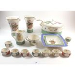 A selection of ten items of Wedgwood Sarahs Garden pottery including large tureen, two vases, set of