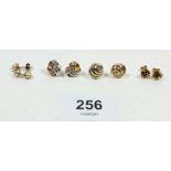 Four pairs of 9ct gold earrings, gross weight 4.6g