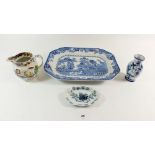 A Masons Ironstone meat plate, a "Semi China" lustre jug etc.