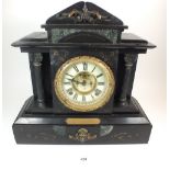 A Victorian slate architectural mantel clock, 37cm by 40cm