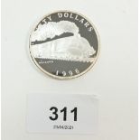 1996 Marshall Islands $50 Dollars Steam Locomotive Silver Proof Coin