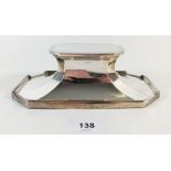 A silver double inkwell, Birmingham 1937, 18cm x 10.5cm x 6cm