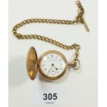 A gold plated Henry Birks and Son fob watch with gold plated fob chain