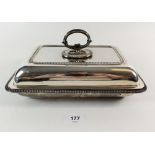 A Mappin & Webb silver entree dish with reeded borders, Sheffield 1932, 26cm long by 17cm wide,