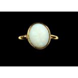 A 9 carat gold opal ring, size N/O, 1.5g
