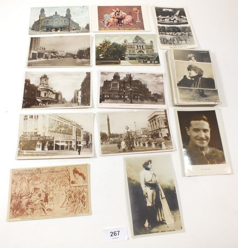 Postcards - Theatrical - selection including theatres with Victoria Hall Halifax, Ardwick Empire