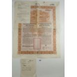A Chinese Gold Loan certificate 1898 together with a letter from Lloyds