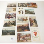 Postcards - Assortment including coin cards, oilettes, caperons parrot adverts, decorated trams (