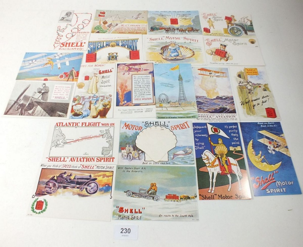 Postcards - Shell Motor Fuel - selection of advertising postcards - reproductions (20)