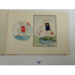 A 1920s sketch book with childrens illustrations by M.E. Ferris