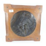 Huguenin Paris - circa 1920's a patinated bronze plaque depicting life savers launching their