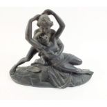 A modern bronze of Psyche and Cupid after Conova, signed Chandra
