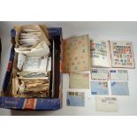 Box of GB, Br C'wealth & ROW stamps in 2 albums, on page/piece, in envelopes and on cover. Mostly