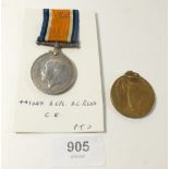 A WW1 medal pair - Victory Medal and British War Medal, 441049 A. Cpl A.C. Reed, C.E (possibly