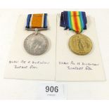A WW1 medal pair - Victory Medal and British War Medal, 35861, Pte H Dickinson, Border Regt.