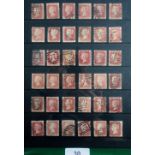 GB: QV LE 1d Red positional study showing used stamps from 238 of 240 of the 4 corner letter