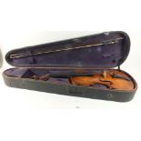 A full size 19th century violin with label Giofredus Cappa in Saluzzio, 14" back with bow, cased