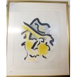 A modern art French lithograph, purportedly by Alain Chauveau, signed and titled, 66cm by 50cm