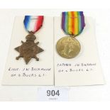 A WW1 Victory Medal and 1914-1915 Star, Capt/Lieut JW. Backhouse, Oxfordshire & Buckinghamshire